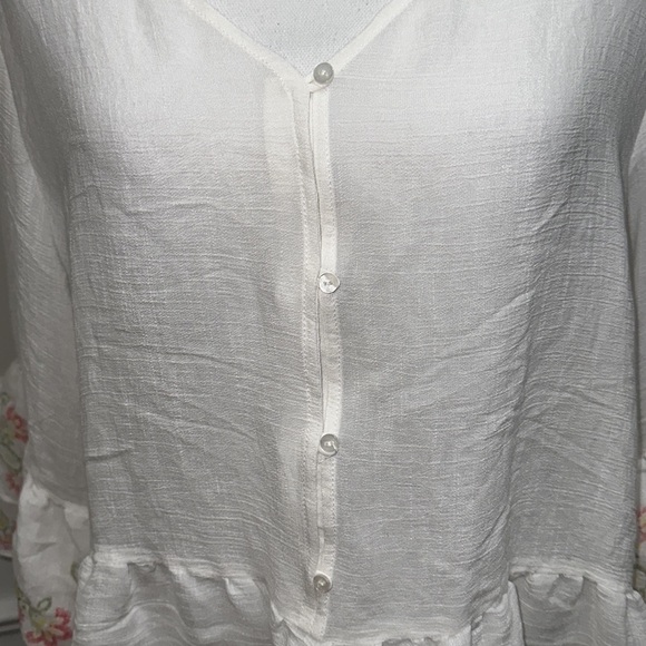 ZAC & RACHEL Sheer Floral Boho Bell Sleeve Oversized Blouse size XL - Picture 2 of 6